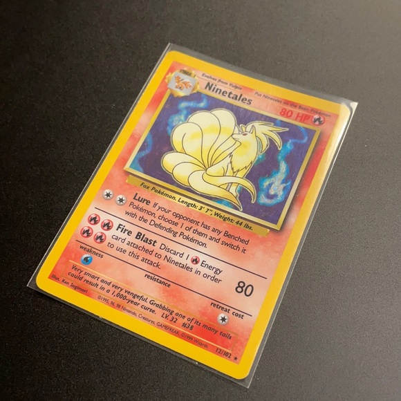 Pokémon base set Ninetales holographic card.